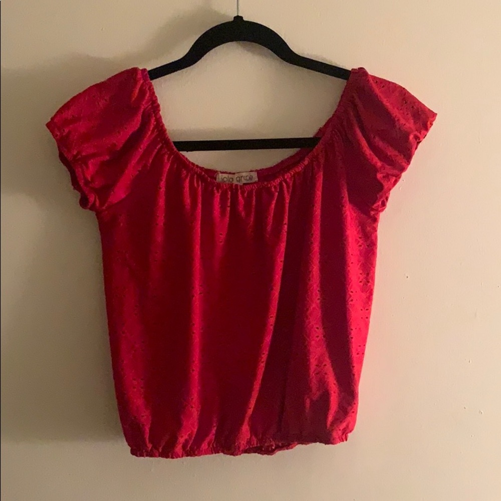 Red Eyelet Crop Top